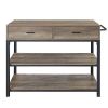 Macaria Kitchen Island, Rustic Oak Black Finish AC00403