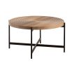 33"Modern Thread Design Round Coffee Table , MDF Table Top with Cross Legs Metal Base