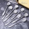 8Pcs Stainless Steel Flower Spoon Coffee Tea Spoon Cute Ice Cream Dessert Spoon Silver Christmas Gifts Kitchen Tableware Decor