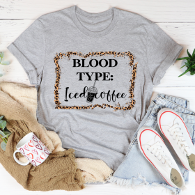 Blood Type Iced Coffee T-Shirt (Color: Athletic Heather)