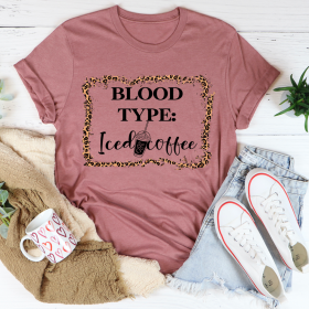 Blood Type Iced Coffee T-Shirt (Color: Mauve)