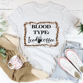 Blood Type Iced Coffee T-Shirt (Color: Ash)