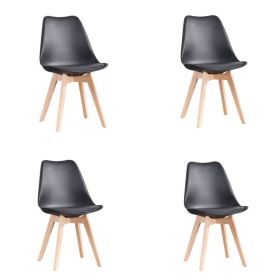 Nordic Style Living Room Chairs 4PCS With Backrest (Color: Black)