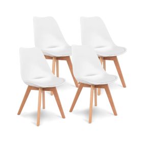 Nordic Style Living Room Chairs 4PCS With Backrest (Color: White)