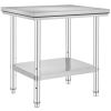 Stainless Steel Commercial Kitchen Work Table 36x24 Inch With 4 Casters