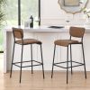 Pu Faux Leather Bar Stools Set of 2, Pub Barstools with Back and Footrest