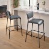 Pu Faux Leather Bar Stools Set of 2, Pub Barstools with Back and Footrest