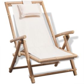 Outdoor Deck Chair Bamboo (Color: White)