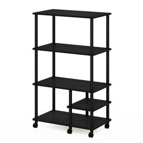 4-Tier Toolless Kitchen Storage Shelf Cart, Americano/Black (Color: Americano/Black)