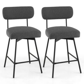 Bar Height Upholstered Kitchen Dining Chairs Swivel Bar Stools (Color: Gray)