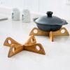 1pc/2pcs Bamboo Cross Pot Bottom Stand; Pot Rack; Heat-Insulation Anti-Scald Cup & Dish Holder; Draining Rack