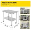 Stainless Steel Commercial Kitchen Work Table 36x24 Inch With 4 Casters