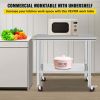 Stainless Steel Commercial Kitchen Work Table 36x24 Inch With 4 Casters