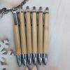 4Pcs Set Bamboo Wood Ballpoint Pen 1.0mm Bullet Tip Blue Black Ink Signature Ball Pen Office School Wrting Stationery