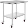 Stainless Steel Commercial Kitchen Work Table 36x24 Inch With 4 Casters