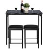 3 Pieces Counter Height Dining Set Faux Marble Table