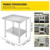 Stainless Steel Commercial Kitchen Work Table 36x24 Inch With 4 Casters